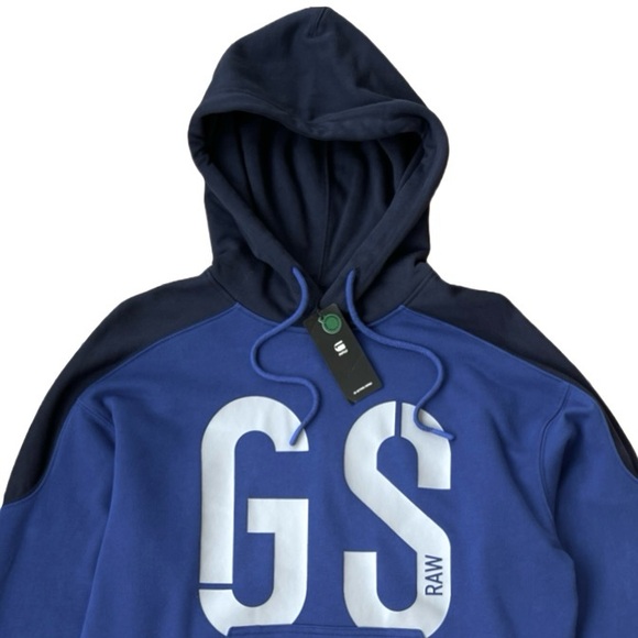 G-Star Raw 89 Logo Block Hoodie, Blue, Loose Fit, Men’s Size Small - Picture 4 of 9